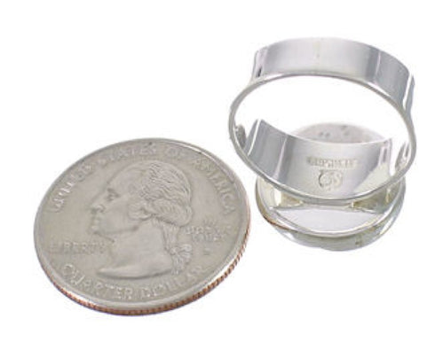 High Quality Sterling Silver Multicolor Inlay Ring Size 6-1/2 WX38343